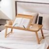 Ha019301238bc42e59c5d007033de39baI.jpg Modern Portable Bamboo Laptop Desk – Adjustable Height & Angle Foldable Tray with Storage Drawer, Tablet Slot & Metal Stand