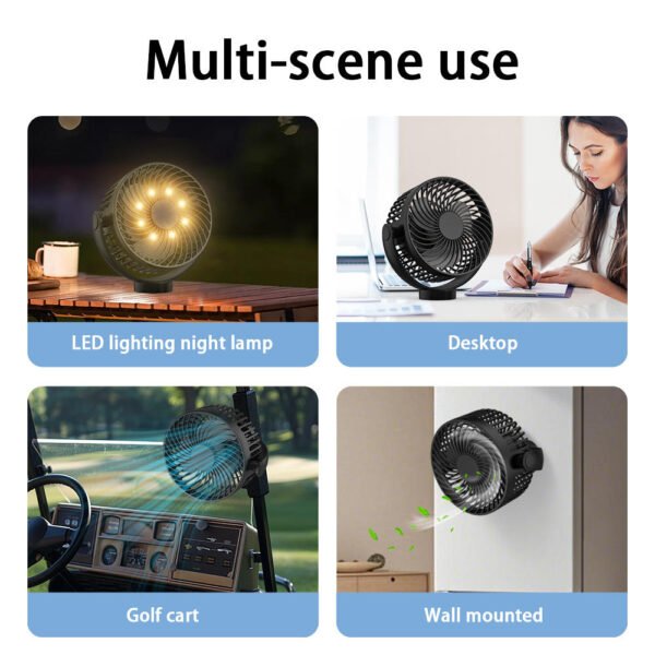Magnetic Rechargeable 6-Inch USB Electric Air Cooling Fan – 12000mAh Power Bank, Portable for Desk, Car, Dormitory & Outdoor Use