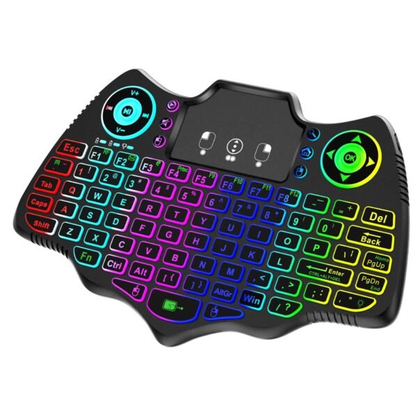 V18 Mini Wireless Backlit Keyboard – 2.4G + BT4.2 Air Mouse Remote with Touchpad for TV Box, PC & Smart Devices