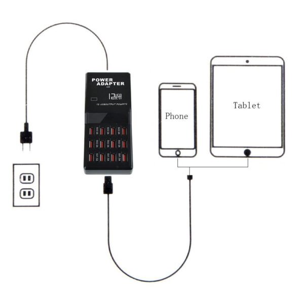Hf717a4d483b846afac9697ef993d4ddbg.jpg 12-Port Multi USB Charger Station – Multifunction Fast Charging Hub 5V/2.4A for Multiple Devices