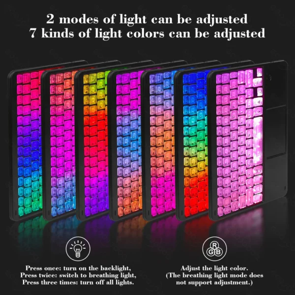 GOOJODOQ Universal Wireless Bluetooth Keyboard & Mouse with Backlight